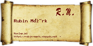 Rubin Márk névjegykártya